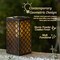 Set of 2 11"H Black Square Textured Glass Pattern Solar Powered Hanging Lantern with LED Light